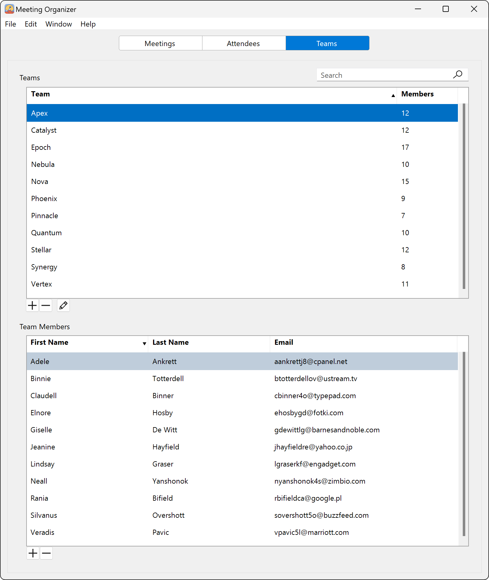 Summit Meeting Organizer Teams Tab
