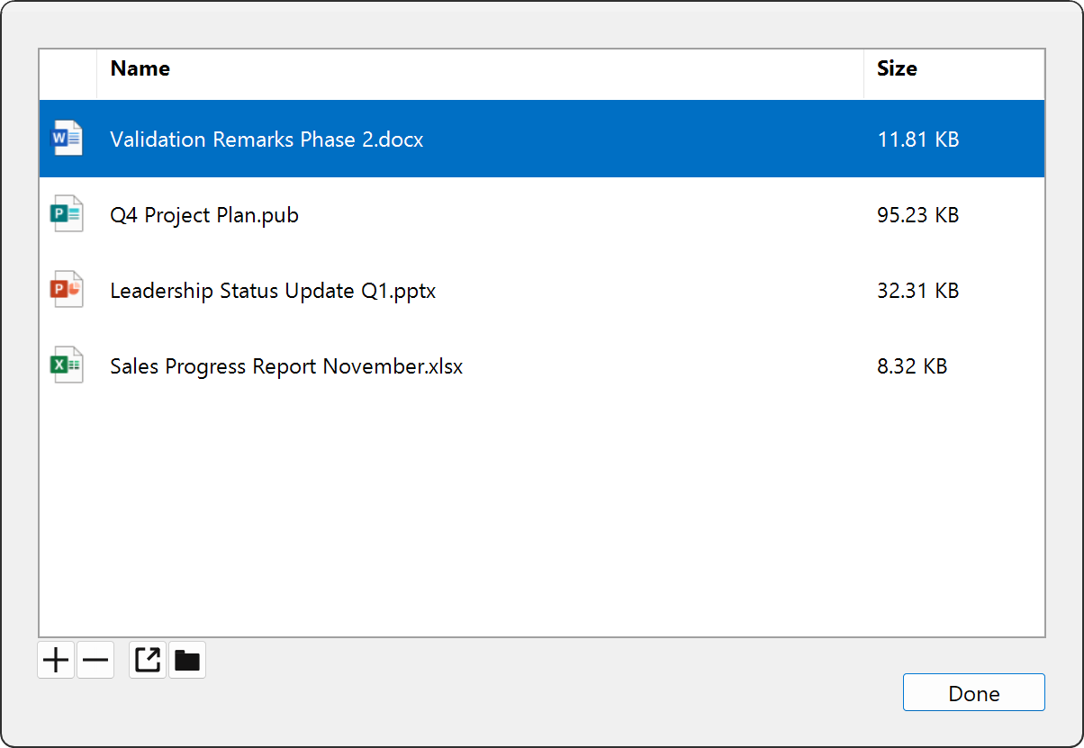 Summit Attachments Dialog