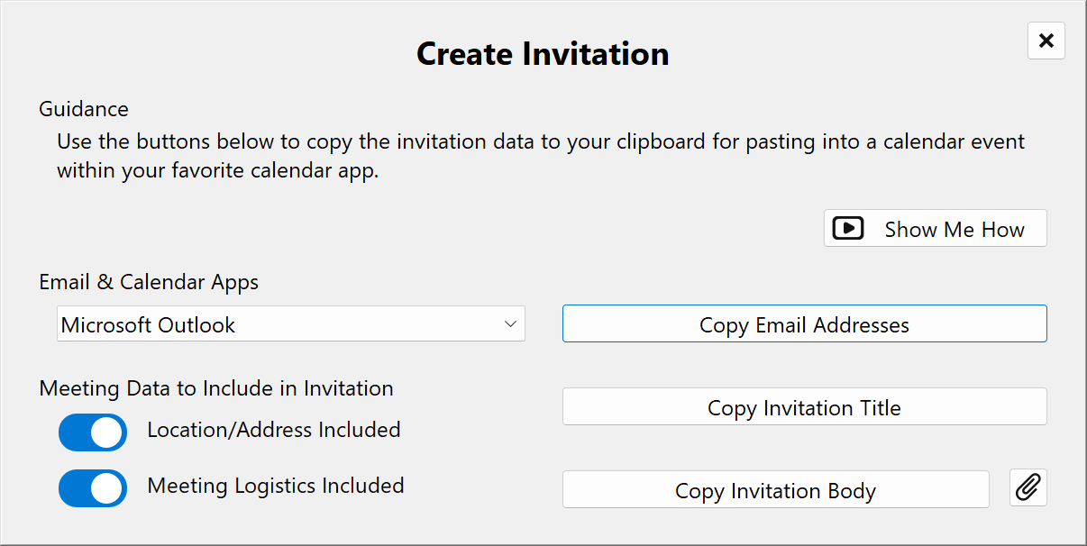 Summit Create Invitation Dialog